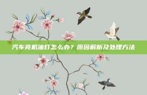 汽车亮机油灯怎么办?原因解析及处理方法