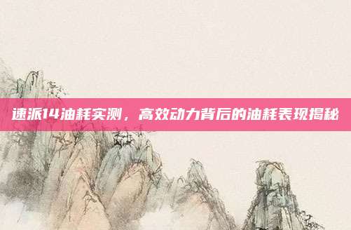 速派14油耗实测，高效动力背后的油耗表现揭秘