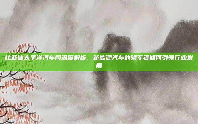 比亚迪太平洋汽车网深度解析，新能源汽车的领军者如何引领行业发展