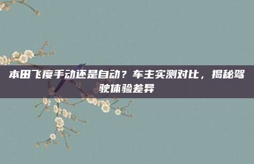 本田飞度手动还是自动？车主实测对比，揭秘驾驶体验差异