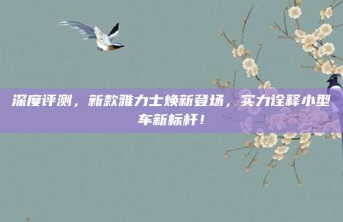 深度评测,新款雅力士焕新登场,实力诠释小型车新标杆!