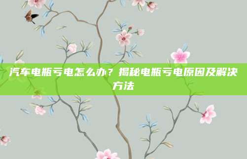 汽车电瓶亏电怎么办？揭秘电瓶亏电原因及解决方法