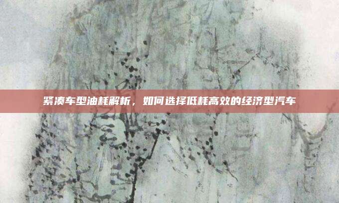 紧凑车型油耗解析,如何选择低耗高效的经济型汽车