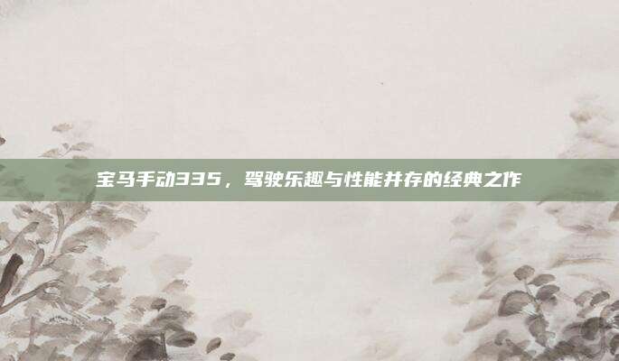 宝马手动335,驾驶乐趣与性能并存的经典之作