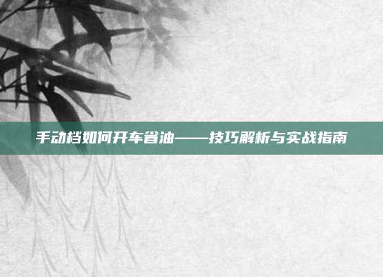 手动档如何开车省油——技巧解析与实战指南