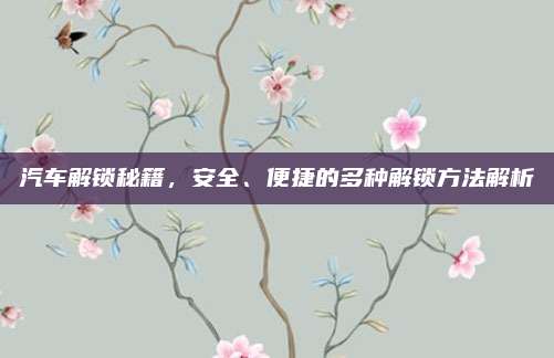 汽车解锁秘籍，安全、便捷的多种解锁方法解析