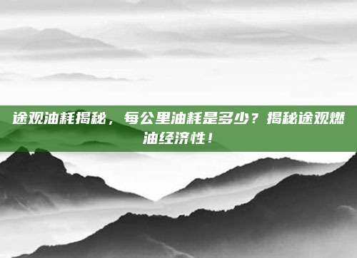 途观油耗揭秘,每公里油耗是多少?揭秘途观燃油经济性!