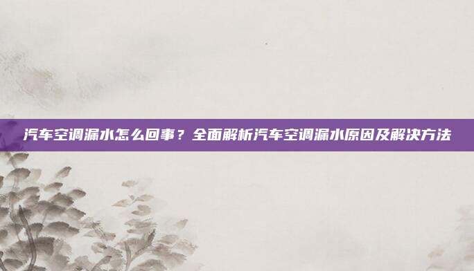 汽车空调漏水怎么回事?全面解析汽车空调漏水原因及解决方法