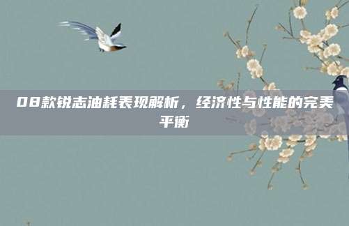 08款锐志油耗表现解析,经济性与性能的完美平衡