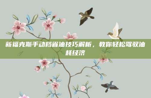 新福克斯手动档省油技巧解析，教你轻松驾驭油耗经济