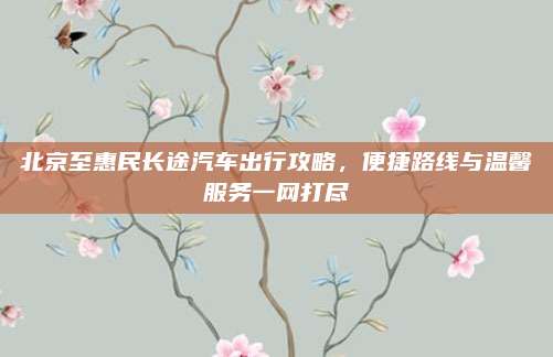 北京至惠民长途汽车出行攻略,便捷路线与温馨服务一网打尽