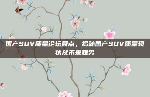 国产SUV质量论坛盘点,揭秘国产SUV质量现状及未来趋势