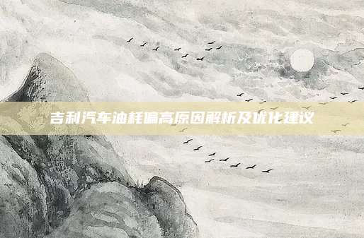 吉利汽车油耗偏高原因解析及优化建议
