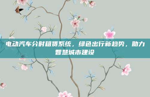 电动汽车分时租赁系统，绿色出行新趋势，助力智慧城市建设