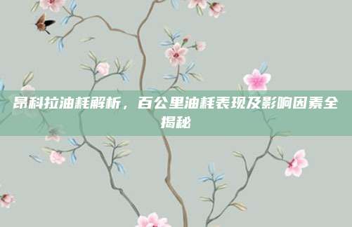 昂科拉油耗解析,百公里油耗表现及影响因素全揭秘