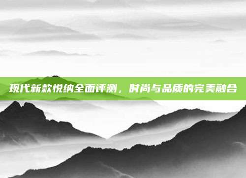 现代新款悦纳全面评测，时尚与品质的完美融合