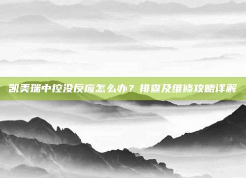 凯美瑞中控没反应怎么办？排查及维修攻略详解