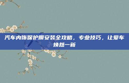 汽车内饰保护膜安装全攻略，专业技巧，让爱车焕然一新