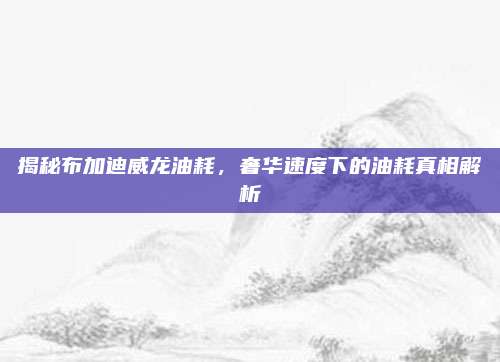 揭秘布加迪威龙油耗,奢华速度下的油耗真相解析