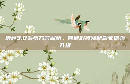 博越3.0系统方言解析,智能科技赋能驾驶体验升级
