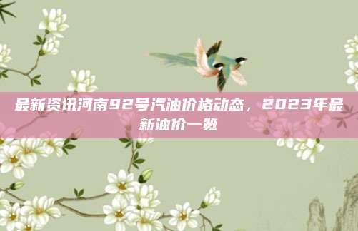 最新资讯河南92号汽油价格动态,2023年最新油价一览