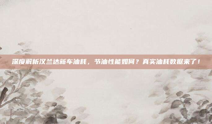 深度解析汉兰达新车油耗,节油性能如何?真实油耗数据来了!