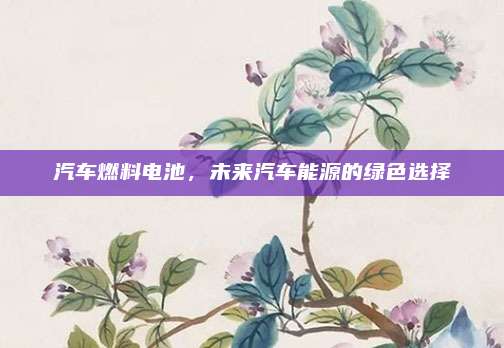 汽车燃料电池,未来汽车能源的绿色选择