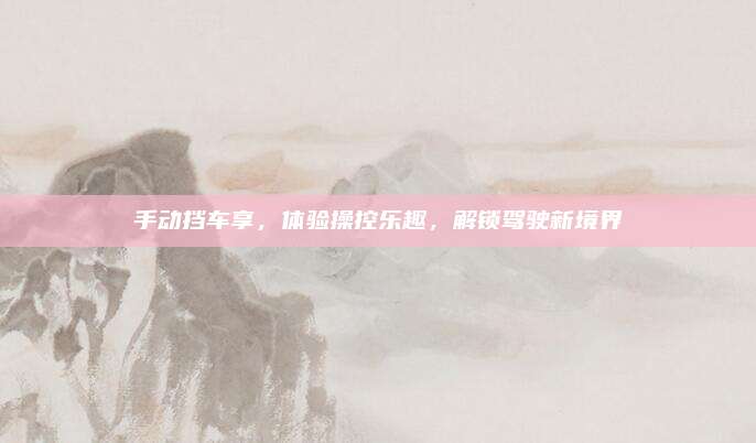 手动挡车享,体验操控乐趣,解锁驾驶新境界