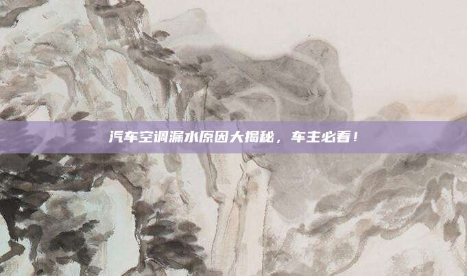 汽车空调漏水原因大揭秘,车主必看!