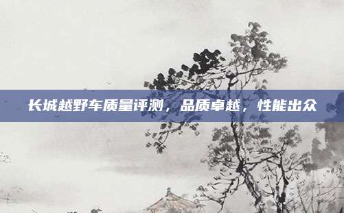 长城越野车质量评测,品质卓越,性能出众