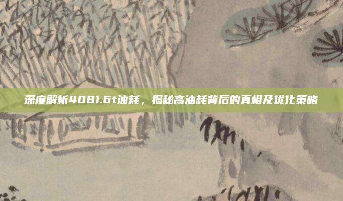 深度解析4081.6t油耗,揭秘高油耗背后的真相及优化策略
