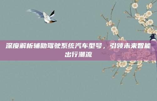 深度解析辅助驾驶系统汽车型号,引领未来智能出行潮流