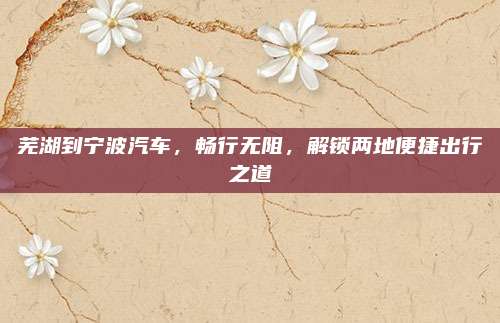 芜湖到宁波汽车,畅行无阻,解锁两地便捷出行之道