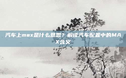 汽车上max是什么意思？解读汽车配置中的MAX含义