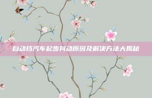 自动挡汽车起步抖动原因及解决方法大揭秘