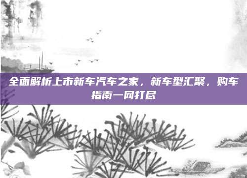 全面解析上市新车汽车之家,新车型汇聚,购车指南一网打尽