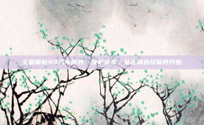 全面解析4S汽车保养,维护爱车,从正确选择保养开始