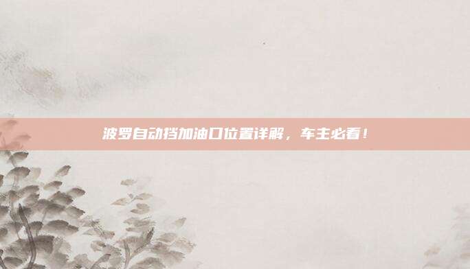 波罗自动挡加油口位置详解，车主必看！