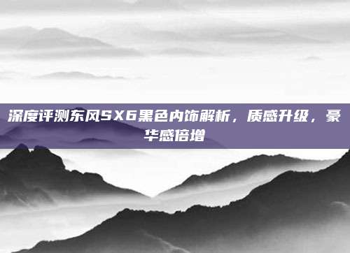 深度评测东风SX6黑色内饰解析，质感升级，豪华感倍增