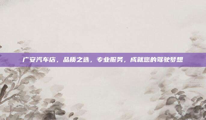 广安汽车店,品质之选,专业服务,成就您的驾驶梦想