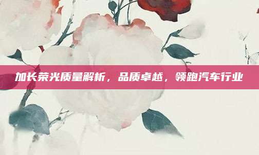 加长荣光质量解析,品质卓越,领跑汽车行业