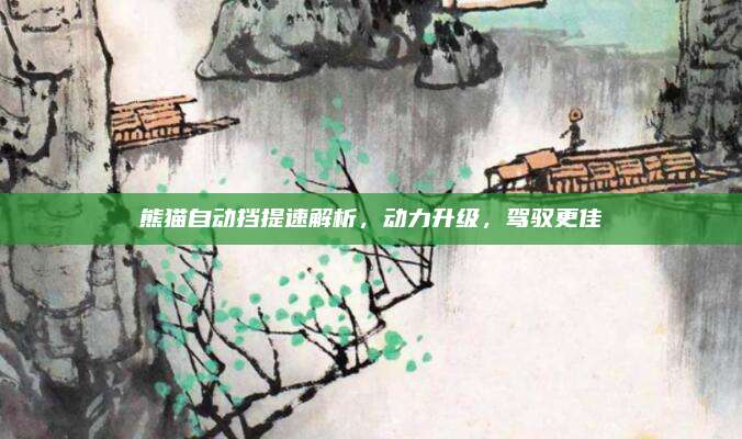 熊猫自动挡提速解析，动力升级，驾驭更佳