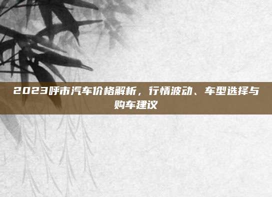 2023呼市汽车价格解析，行情波动、车型选择与购车建议