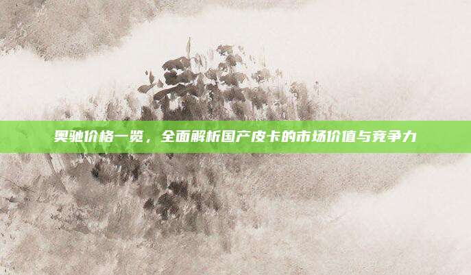 奥驰价格一览,全面解析国产皮卡的市场价值与竞争力