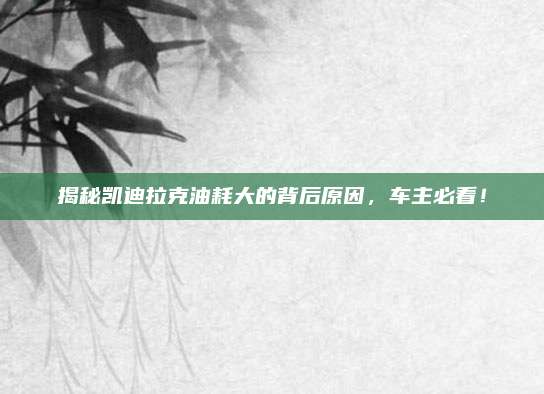 揭秘凯迪拉克油耗大的背后原因,车主必看!