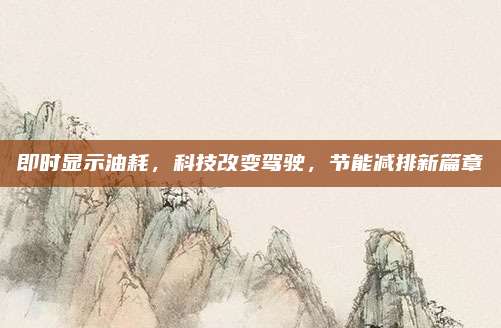 即时显示油耗,科技改变驾驶,节能减排新篇章