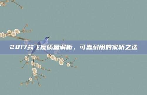 2017款飞度质量解析，可靠耐用的家轿之选