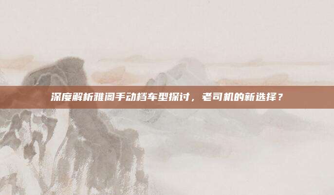 深度解析雅阁手动档车型探讨,老司机的新选择?