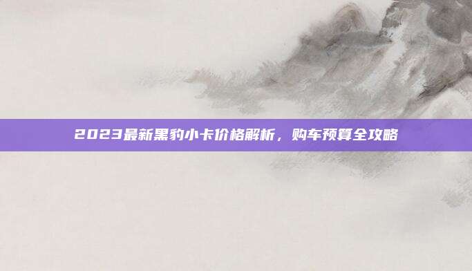 2023最新黑豹小卡价格解析,购车预算全攻略