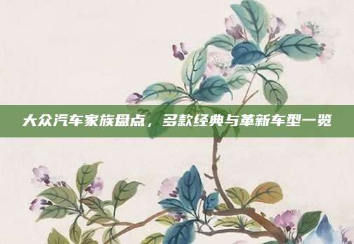 大众汽车家族盘点,多款经典与革新车型一览